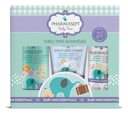 Pharmasept Baby Care Mini Essentials: Mild Bath - 100ml & Extra Calm Cream - 40ml & Hydrating Milk - 40ml Σετ Περιποίησης 3τμχ 140-8903