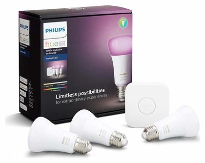 Philips E27 A60 10W RGBW Dimmable Smart 3τμχ