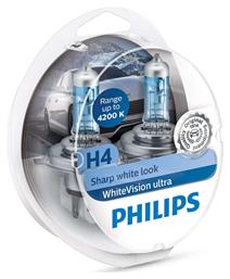 Philips Λάμπες Αυτοκινήτου WhiteVision Ultra H4 Αλογόνου 4200K Φυσικό Λευκό 12V 60W 2τμχ από το Saveltrade