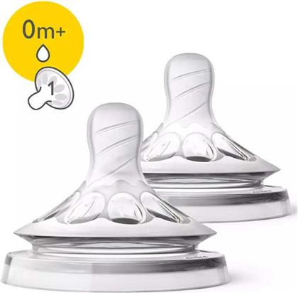 Philips Natural Θηλές από Σιλικόνη Αργής Ροής για 0+ μηνών 2τμχ