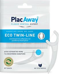 PlacAway Eco Twin-Line Οδοντικό Νήμα με Γεύση Μέντα και Λαβή σε Λευκό χρώμα 30τμχ από το Pharm24