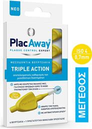 PlacAway Triple Action Μεσοδόντια Βουρτσάκια 0.7mm Κίτρινα 6τμχ από το Pharm24