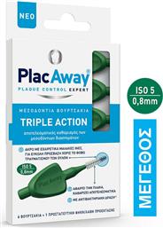 PlacAway Triple Action Μεσοδόντια Βουρτσάκια 0.8mm Πράσινα 6τμχ από το Pharm24