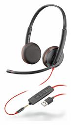 Plantronics Blackwire 3225 On Ear Multimedia Ακουστικά με μικρόφωνο και σύνδεση 3.5mm Jack / USB-A