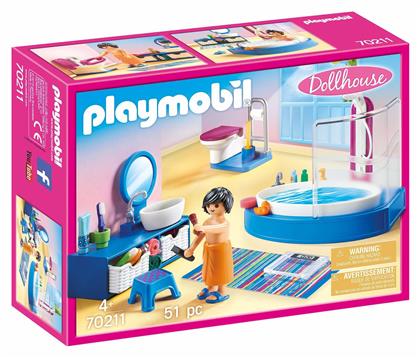 Playmobil Dollhouse Πολυτελές Λουτρό με Μπανιέρα για 4 ετών