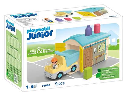 Playmobil Junior Ανατρεπόμενο Φορτηγό με Εργάτη για 1-4 ετών