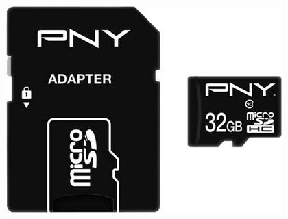 PNY Performance Plus microSDHC 32GB Class 10 U1 UHS-I με αντάπτορα