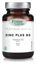 Power Of Nature Platinum Range Zinc Plus D3 15mg 2000iu 30 κάψουλες