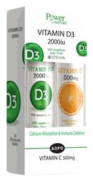 Power Of Nature Vitamin D3 & Vitamin C 500mg Πολυβιταμίνη 2000iu Πορτοκάλι 40 αναβράζοντα δισκία 20τμχ από το Pharm24