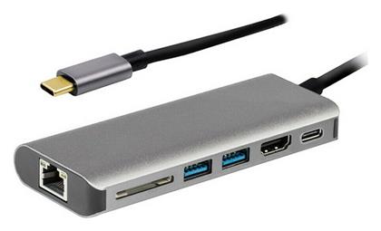 Powertech PTH-069 USB-C Docking Station με HDMI 4K PD Ethernet Γκρι από το Public