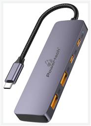 Powertech USB 3.2 Hub 4 Θυρών με σύνδεση USB-C Γκρι