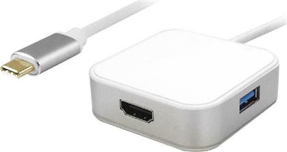Powertech USB-C Docking Station με HDMI 4K PD Λευκό (PTH-042) από το Public