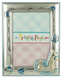 Prince Silvero Αλογάκι Παιδική Κορνίζα Ασημένια Μπλε 9x13cm