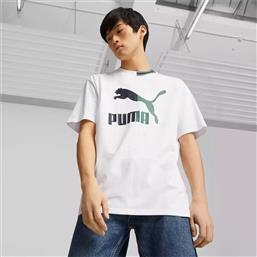 Puma Classics Ανδρικό T-shirt Λευκό με Λογότυπο