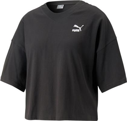 Puma Classics Γυναικείο Αθλητικό Crop T-shirt Μαύρο