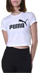 Puma Essentials Slim Logo Κοντομάνικο Crop Top Λευκό από το Z-mall