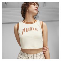 Puma Γυναικείο Αθλητικό Crop Top Αμάνικο Μπεζ