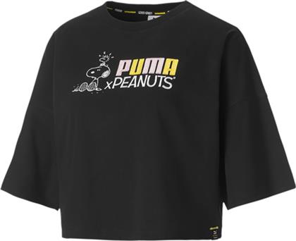 Puma Peanuts Γυναικείο T-shirt Μαύρο με Στάμπα από το Sneaker10