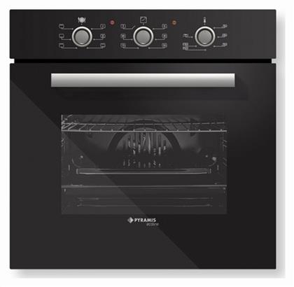 Pyramis 60ΑΠ 1007 Black Φούρνος άνω Πάγκου 66lt χωρίς Εστίες Π59.5εκ.