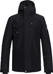 Quiksilver Casual Αδιάβροχο Mission Snow Jacket Μαύρο Με Κουκούλα από το Factory Outlet