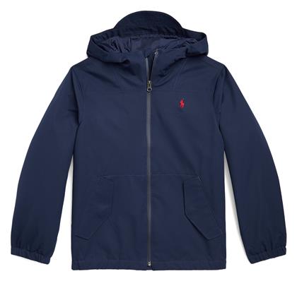 Ralph Lauren Αδιάβροχο Παιδικό Casual Μπουφάν Κοντό με Επένδυση & Κουκούλα Navy Μπλε