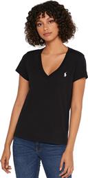 Ralph Lauren Γυναικείο T-shirt με V Λαιμόκοψη Μαύρο από το Cosmos Sport