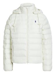 Ralph Lauren Κοντό Γυναικείο Puffer Μπουφάν Αδιάβροχο για Χειμώνα Off White