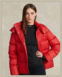 Ralph Lauren Κοντό Γυναικείο Puffer Μπουφάν για Χειμώνα Κόκκινο από το Favela