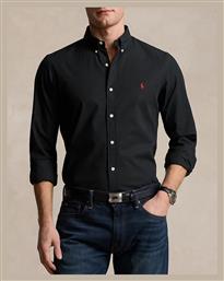 Ralph Lauren Shirt Ανδρικό Πουκάμισο Μακρυμάνικo Βαμβακερό με Στενή Γραμμή Black