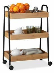 Relaxdays Τρόλεϊ Κουζίνας Μεταλλικό Μαύρο 3 Θέσεων 49.5x28x70cm