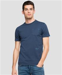Replay Ανδρικό T-shirt Navy Μπλε με Στάμπα