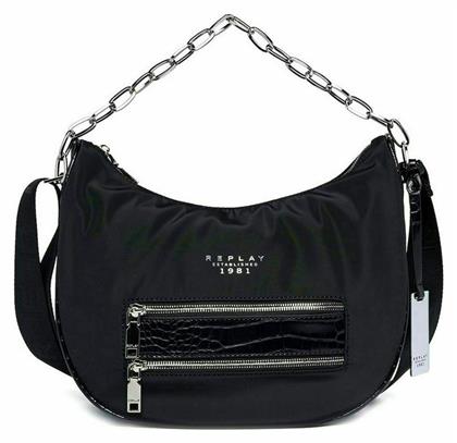 Replay Γυναικεία Τσάντα Hobo 'Ωμου σε Μαύρο χρώμα