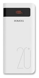 Romoss Sense 6PS+ Power Bank 20000mAh 18W με 2 Θύρες USB-A και Θύρα USB-C Quick Charge 3.0 Λευκό