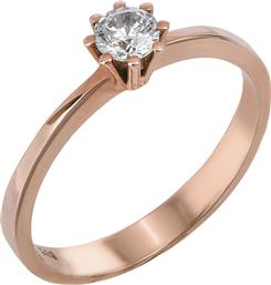 Ροζ χρυσό μονόπετρο δαχτυλίδι με ζιργκόν 14Κ 023829 023829 Χρυσός 14 Καράτια από το Kosmima24