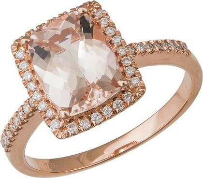Ροζ gold δαχτυλίδι με ορθογώνια ροζέτα Morganite K18 037794 037794 Χρυσός 18 Καράτια