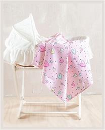 Rythmos Pop Hearts Βρεφικό Σεντόνι Λίκνου Βαμβακερό Ροζ 80x110εκ.