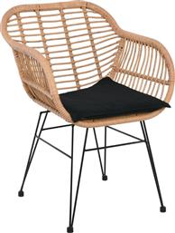 Πολυθρόνα Rattan Salsa με Μαξιλάρι Καφέ 2τμχ 57x61x82εκ.