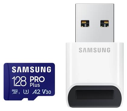 Samsung Pro Plus (2023) microSDXC 128GB Class 10 U3 V30 A2 UHS-I με USB Reader