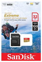 Sandisk Extreme Action microSDHC 32GB Class 10 U3 V30 A1 UHS-I με αντάπτορα