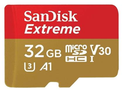 Sandisk Extreme microSDHC 32GB Class 10 U3 V30 A1 UHS-I με αντάπτορα