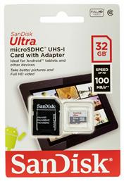 Sandisk Ultra microSDHC 32GB Class 10 with Adapter Photo (100MB/s) από το e-shop