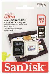 Sandisk Ultra microSDXC 512GB Class 10 UHS-I με αντάπτορα