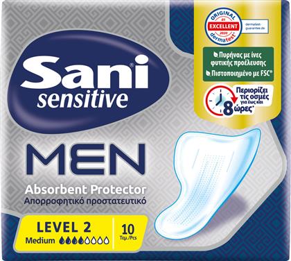 Sani Sensitive Men Medium Level 2 Ανδρικές Σερβιέτες Ακράτειας Κανονικής Ροής 4 Σταγόνες 10τμχ από το Pharm24