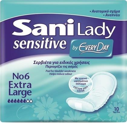 Sani Sensitive Lady Extra Large No6 Γυναικείες Σερβιέτες Ακράτειας Αυξημένης Ροής 6 Σταγόνες 10τμχ