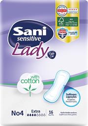 Sani Sensitive Lady Extra No4 Γυναικείες Σερβιέτες Ακράτειας Κανονικής Ροής 4 Σταγόνες 16τμχ