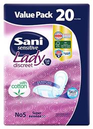 Sani Sensitive Lady Super No5 Γυναικείες Σερβιέτες Ακράτειας Κανονικής Ροής 5 Σταγόνες 20τμχ από το Pharm24