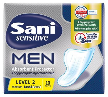 Sani Sensitive Men Medium Level 2 Ανδρικές Σερβιέτες Ακράτειας Κανονικής Ροής 4 Σταγόνες 10τμχ από το Pharm24