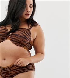 Savage x Fenty curvy animal print perfect t-shirt bra in toffee tiger-Brown από το Asos