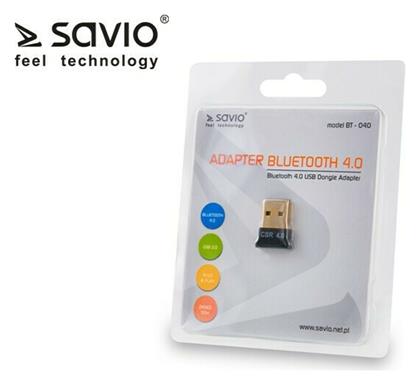 Savio BT-040 USB Bluetooth 4.0 Adapter με Εμβέλεια 50m