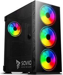 Savio Prime X1 ARGB Gaming Full Tower Κουτί Υπολογιστή με Πλαϊνό Παράθυρο Μαύρο